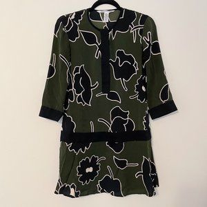 Diane Von Furstenberg Green Floral Silk Dress